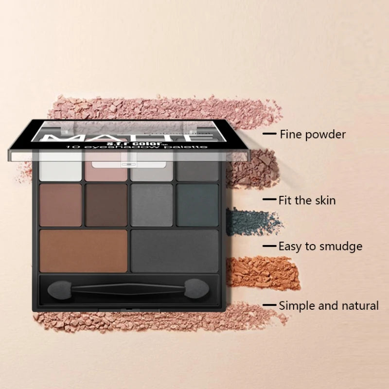 10 Color Eyeshadow pallette Makeup Tools Full Matte Eyeshadow Pan Pumpkin Smoky Eye Shadow Nude Eye Shadow With Brush Maquiagem