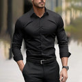 11 color men's formal shirt solid color wedding outdoor black red navy blue deep green long sleeved lapel summer and spring XS-6