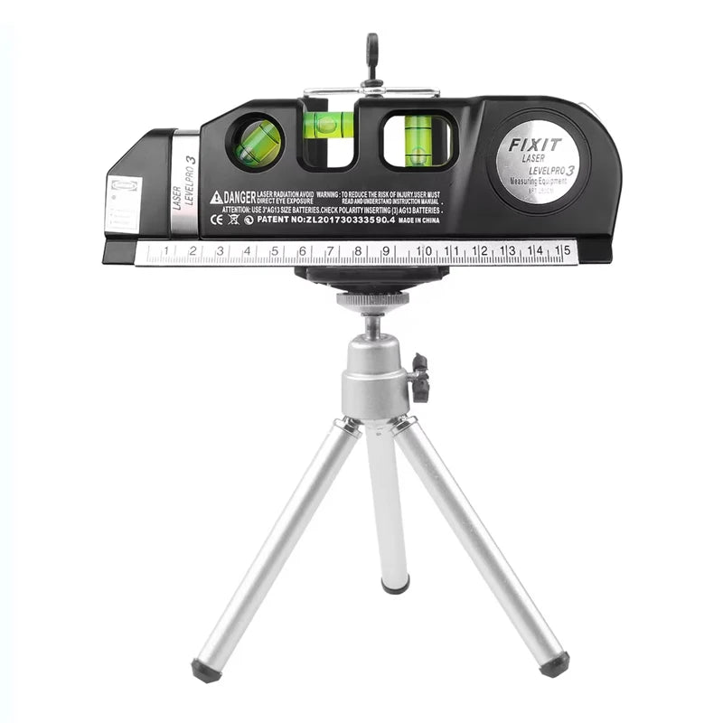 Ferramenta de linha de nível a laser e tripé multiuso kit de nível a laser padrão linha cruzada nivelador laser 8 pés fita métrica régua