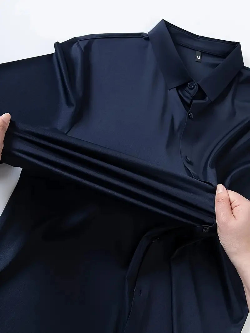 Premium Men's Ultra Stretch Dress Shirts Long Sleeve High Quality Business Formal Wrinkle-free Soft White Social Male Clothing