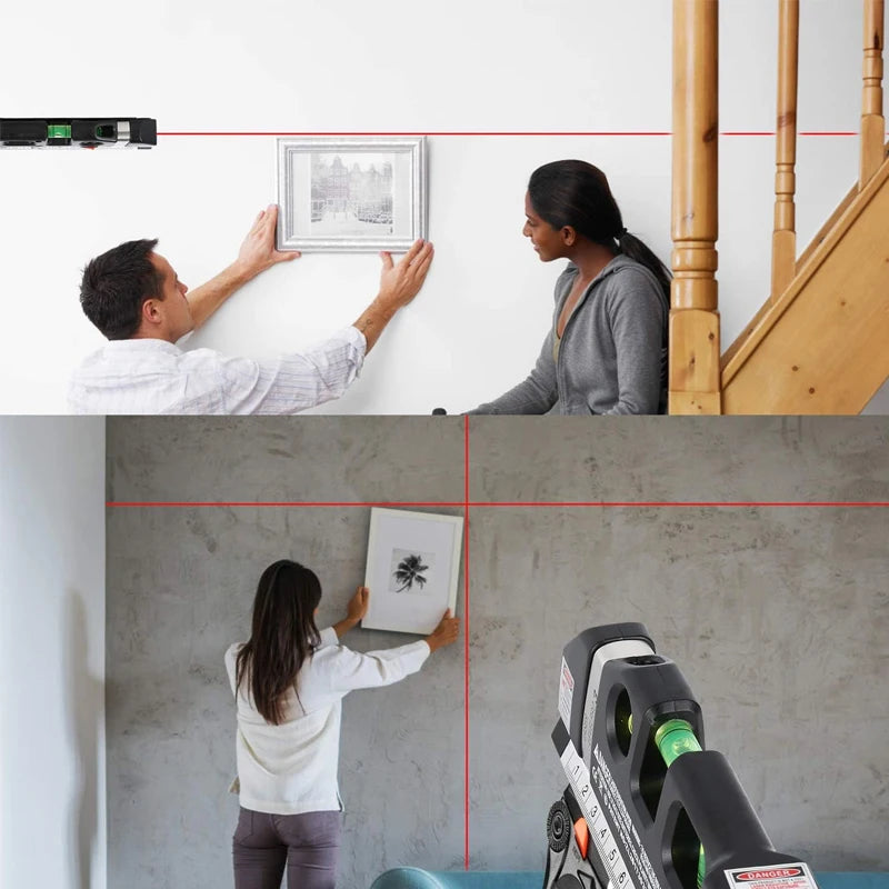 Ferramenta de linha de nível a laser e tripé multiuso kit de nível a laser padrão linha cruzada nivelador laser 8 pés fita métrica régua