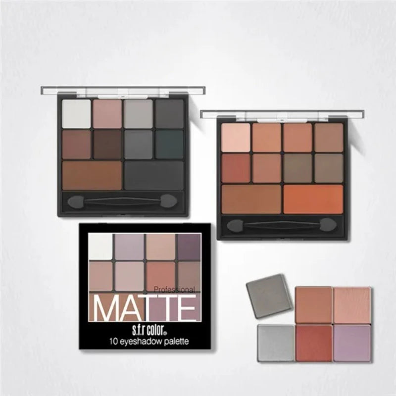 10 Color Eyeshadow pallette Makeup Tools Full Matte Eyeshadow Pan Pumpkin Smoky Eye Shadow Nude Eye Shadow With Brush Maquiagem