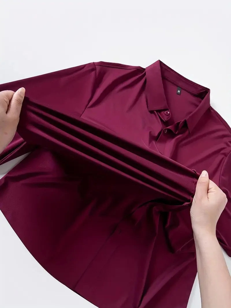 Premium Men's Ultra Stretch Dress Shirts Long Sleeve High Quality Business Formal Wrinkle-free Soft White Social Male Clothing