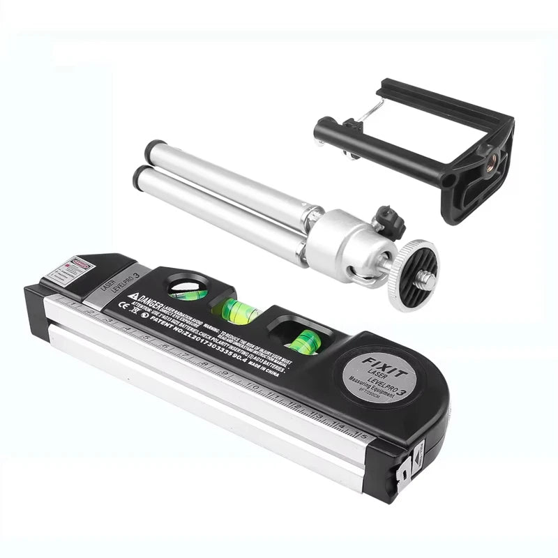 Ferramenta de linha de nível a laser multiuso kit de nível a laser padrão linha cruzada laser 8 pés fita métrica régua com tripé de metal