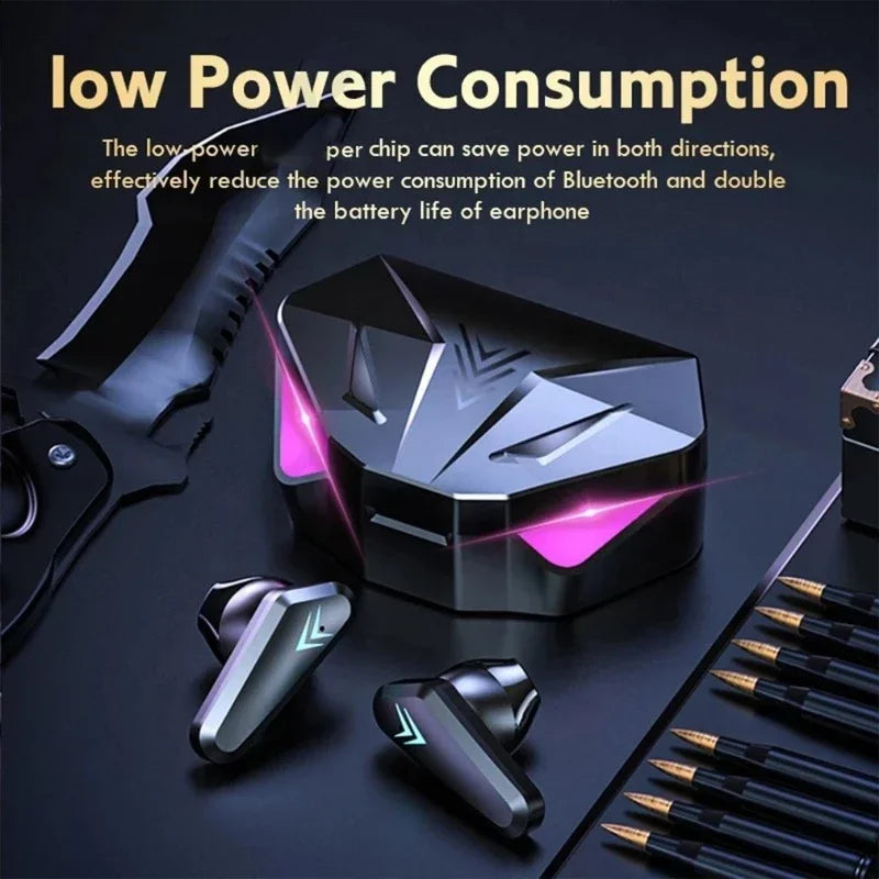 X15 tws sem fio bluetooth fone de ouvido display led gamer fones com microfone sem fio com cancelamento ruído bluetooth
